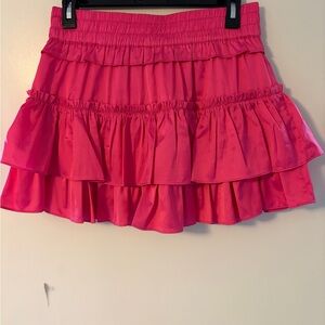 Bright Pink Tiered Ruffle Mini Skirt